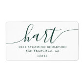 Elegant Groen Schrifttype Familieadres Etiket (Voorkant)