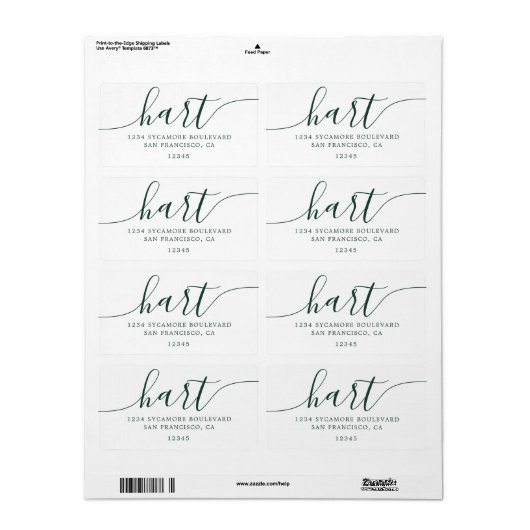 Elegant Groen Schrifttype Familieadres Etiket (Full Sheet)