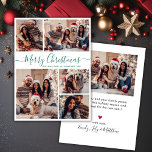 Elegant Groen Script 5 Fotocollage Kerstmis Feestdagenkaart<br><div class="desc">Modern Eenvoudig Elegant Groen Kalligrafie 5 Fotocollage Vrolijk Kerstmis Script Vakantie Kaart. Deze minimalistische feestelijke vijf (5) foto vakantie wenskaart sjabloon heeft een grid fotocollage en zegt "Vrolijk kerstfeest"! De begroetingstekst "Vrolijk kerstfeest" is geschreven in een prachtige handgeschreven wervelende swash-tail lettertype typografie of kalligrafie script in groen op witte kleur...</div>