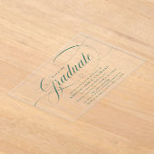 Elegant groen script afstudeerfeest acryl uitnodigingen (Laagn)
