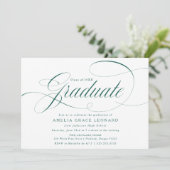 Elegant groen script afstudeerfeest kaart (Staand voorkant)