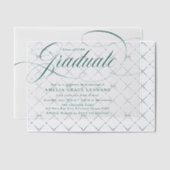 Elegant groen script afstudeerfeest vellum uitnodigingen (Offset (Uitnodiging))