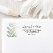 Elegant groen & script huwelijksadreslabel etiket (Insitu)