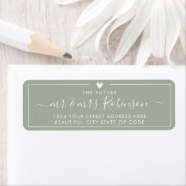 Elegant groen script trouwadreslabel etiket
