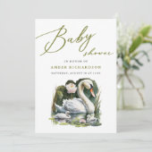 Elegant groen script zwaan minimalistisch Baby sho Kaart (Staand voorkant)