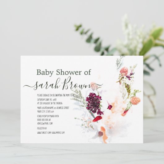 ELEGANT GROEN, SINAASAPPEL, ROOD & WIJN BABY SHOWE KAART (Staand voorkant)