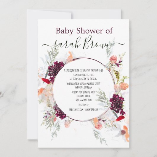 ELEGANT GROEN, SINAASAPPEL, ROOD & WIJN BABY SHOWE KAART (Voorkant)