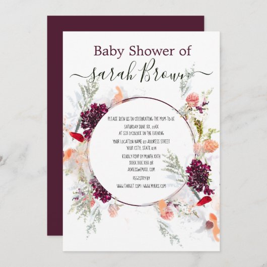 ELEGANT GROEN, SINAASAPPEL, ROOD & WIJN BABY SHOWE KAART (Voorkant / Achterkant)