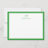 Elegant groen smaragd monogram correspondentie notitiekaartje (Voorkant)