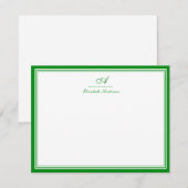 Elegant groen smaragd monogram correspondentie notitiekaartje (Voorkant / Achterkant)