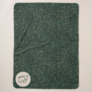 Elegant groen sterrenhemelmonogram sherpa deken