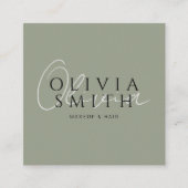 Elegant Groen Stylist Boho Modern Uniek Trendy Vierkante Visitekaartje (Voorkant)