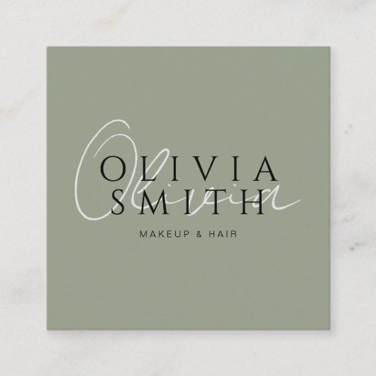 Elegant Groen Stylist Boho Modern Uniek Trendy Vierkante Visitekaartje (Voorkant)
