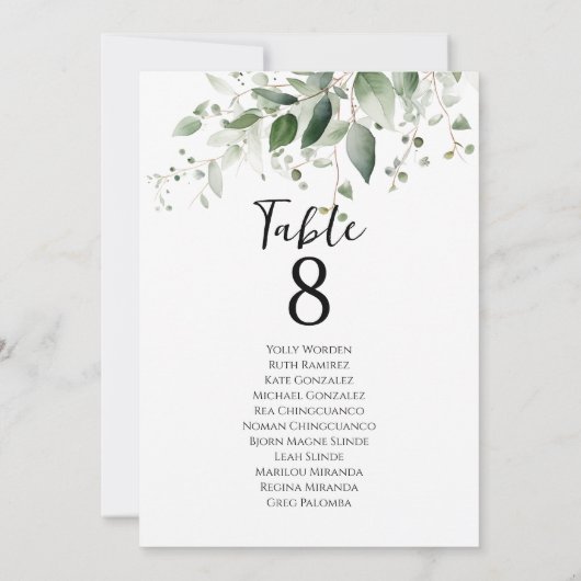Elegant groen tafelnummer zitkaart kaarten (Achterkant)