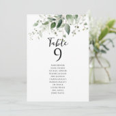 Elegant groen tafelnummer zitkaart kaarten (Staand voorkant)