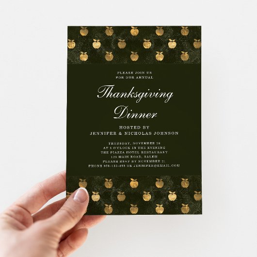 Elegant Groen Thanksgiving Diner Party Kaart