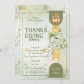 elegant groen Thanksgiving Rustiek diner Kaart (Voorkant / Achterkant)