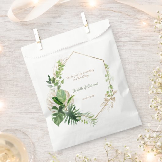 Elegant groen tropisch blad goud geometrisch Lijst Bedankzakje (Geknipt)