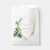 Elegant groen tropisch blad goud geometrisch Lijst Bedankzakje (Voorkant)