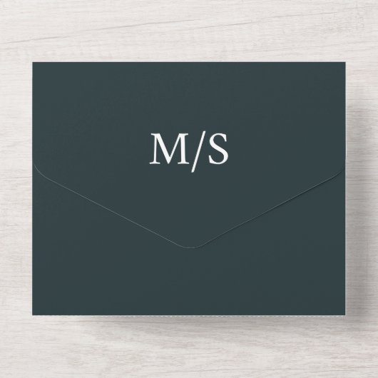 Elegant groen tropisch strand bruiloft all in one uitnodiging (Achterkant)