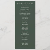 Elegant groen trouwceremonieprogramma programmakaart (Achterkant)