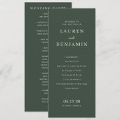 Elegant groen trouwceremonieprogramma programmakaart (Voorkant / Achterkant)