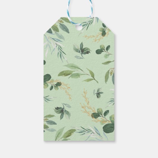 Elegant groen tweeling olifant co-ed Baby shower Cadeaulabel (Achterkant)