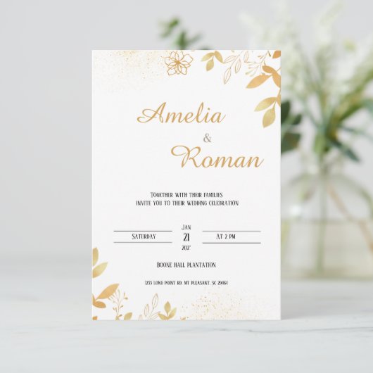 Elegant groen, typografische bruiloft kaart (Staand voorkant)