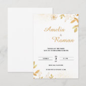 Elegant groen, typografische bruiloft kaart (Voorkant / Achterkant)