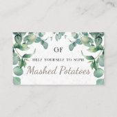 Elegant groen Uniek Catering Dish Plaatskaarten Plaatskaartje (Achterkant)