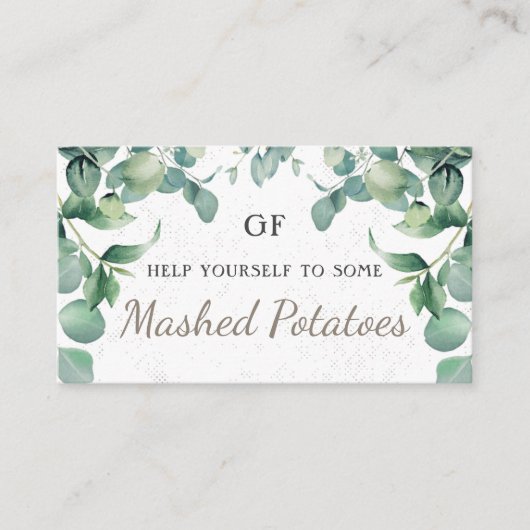 Elegant groen Uniek Catering Dish Plaatskaarten Plaatskaartje (Voorkant)