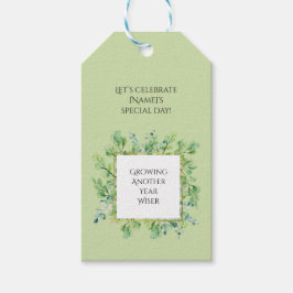 Elegant groen Verjaardag Custom Botanische gunst Cadeaulabel