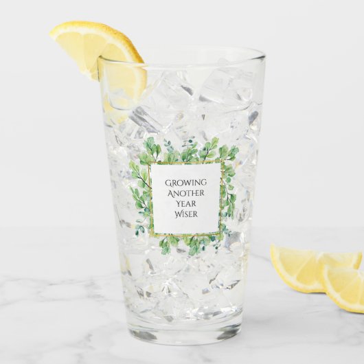 Elegant groen verjaardagsfeest  glas (Voorkant ijs)