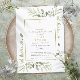 Elegant groen viering van het leven begrafenis kaart