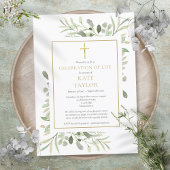 Elegant groen viering van het leven begrafenis kaart