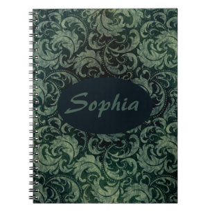 Elegant groen vintage damast bloempatroon notitieboek