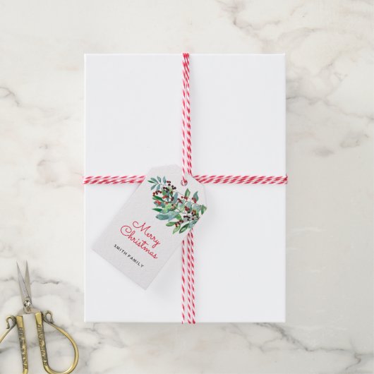 Elegant groen Vrolijk Kerstfeest Cadeaulabel (Met Touw)