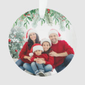Elegant groen Vrolijk kerstfeest Familiefoto Ornament (voorkant)