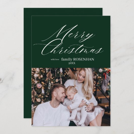 Elegant groen Vrolijk Kerstfeest Feestdagenkaart (Voorkant / Achterkant)