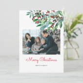 Elegant groen Vrolijk Kerstmis Fotokaart Kaart (Staand voorkant)