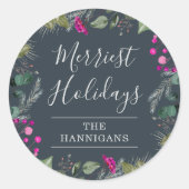 Elegant groen vrolijke kerst Sticker (Voorkant)