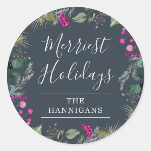 Elegant groen vrolijke kerst Sticker (Voorkant)