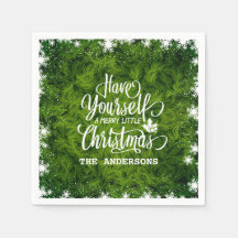 Elegant groen vuur verlaat Kerstmis | Servet