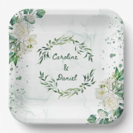 Elegant Groen Water Splash Bruiloft Papier Bord