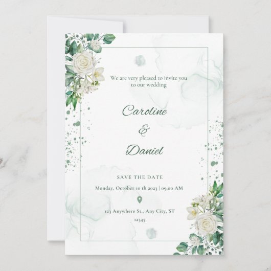 Elegant Groen Water Splash Bruiloft Uitnodiging Ka (Voorkant)