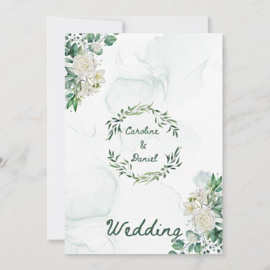 Elegant Groen Water Splash Bruiloft Uitnodiging Ka (Achterkant)