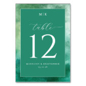 Elegant groen watercolor tafelnummer (Achterkant)