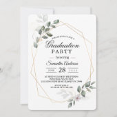 Elegant groen Waterverf blad Lijst Afstuderen Kaart (Voorkant)