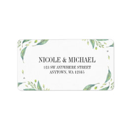 Elegant Groen Waterverf Bladblad Krans Etiket