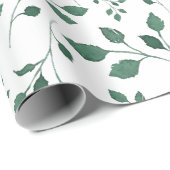 Elegant groen Waterverf bladerpatroon Cadeaupapier (Rol Hoek)